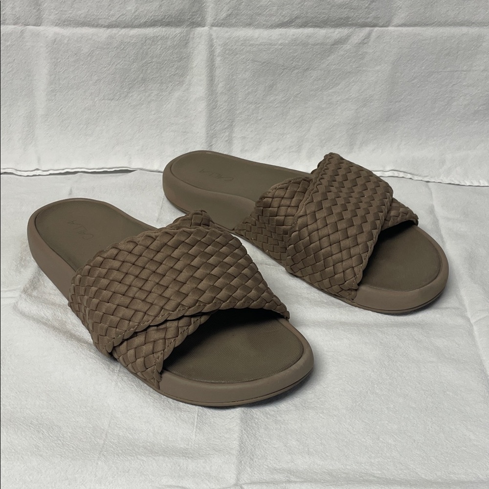 CALIA by Carrie Underwood Woven Slide Sandals - Brown